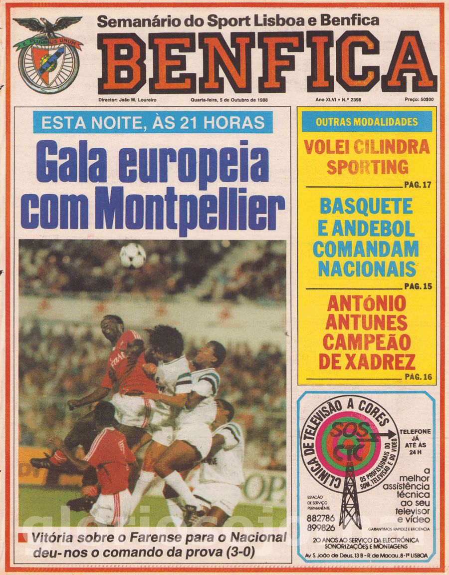 jornal o benfica 2398 1988-10-05